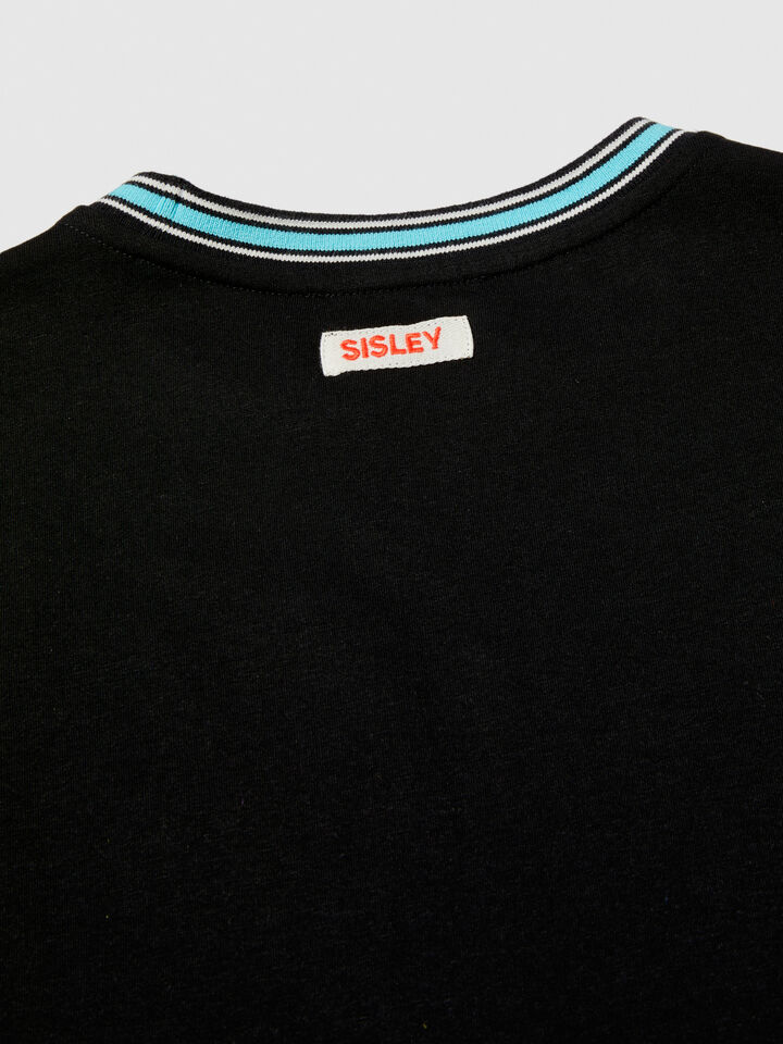 T-shirt with embroidered print - boys' short sleeve t-shirts - Black | Sisley Young image number 2